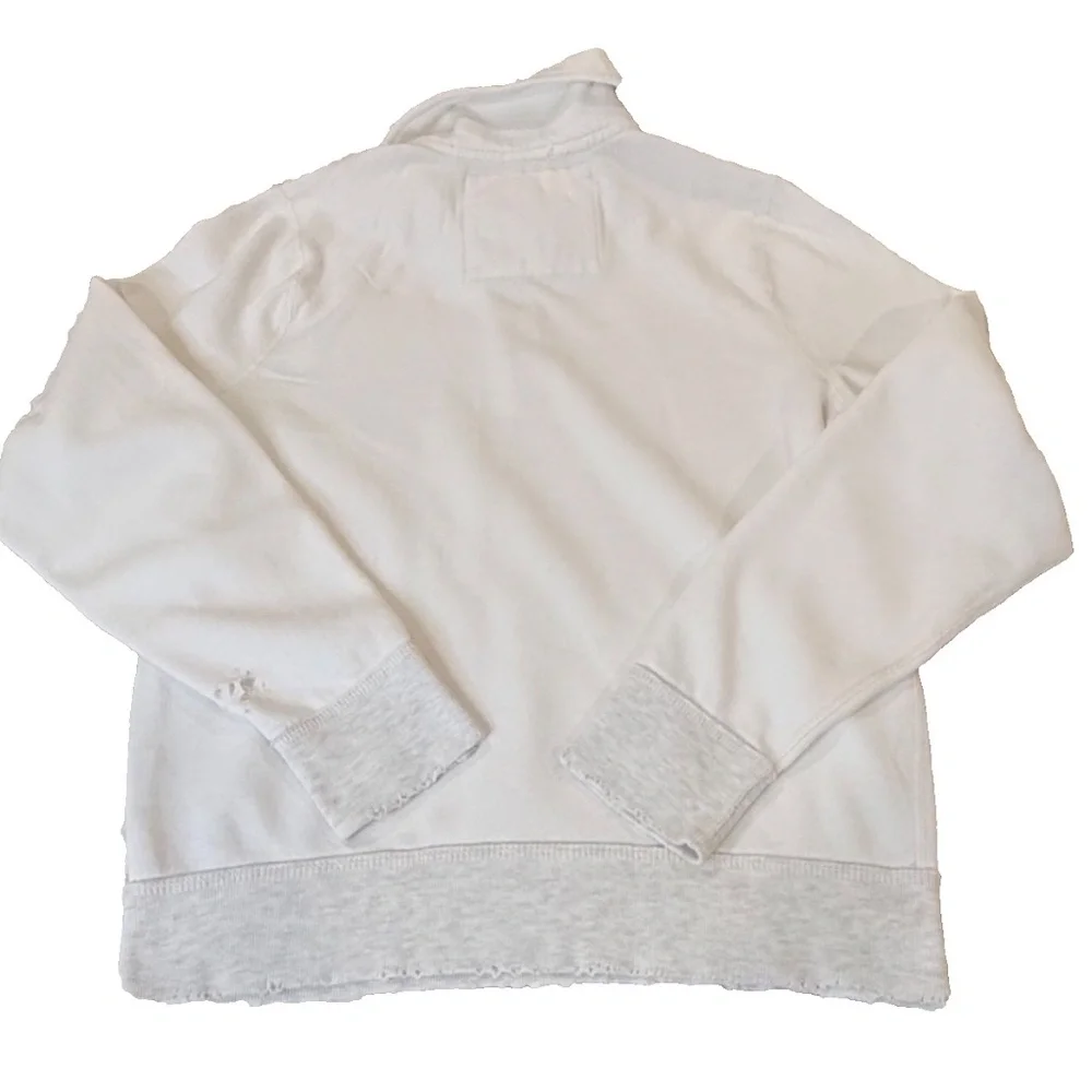 Abercrombie & Fitch Distressed 1/4 Zip Muscle Sweatshirt; White/Grey; Women's L - Picture 14 of 14